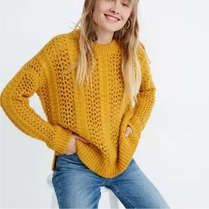 Madewell Yellow Windemere Pointelle Sweater Alpaca Wool Blend Size Small